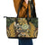 Wallis and Futuna Victory Day Leather Tote Bag Since 1945 with Polynesian Platinum Floral Tribal