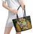 Wallis and Futuna Victory Day Leather Tote Bag Since 1945 with Polynesian Platinum Floral Tribal