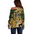 Wallis and Futuna Victory Day Off Shoulder Sweater Since 1945 with Polynesian Platinum Floral Tribal