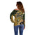 Wallis and Futuna Victory Day Off Shoulder Sweater Since 1945 with Polynesian Platinum Floral Tribal