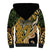 Wallis and Futuna Victory Day Sherpa Hoodie Since 1945 with Polynesian Platinum Floral Tribal