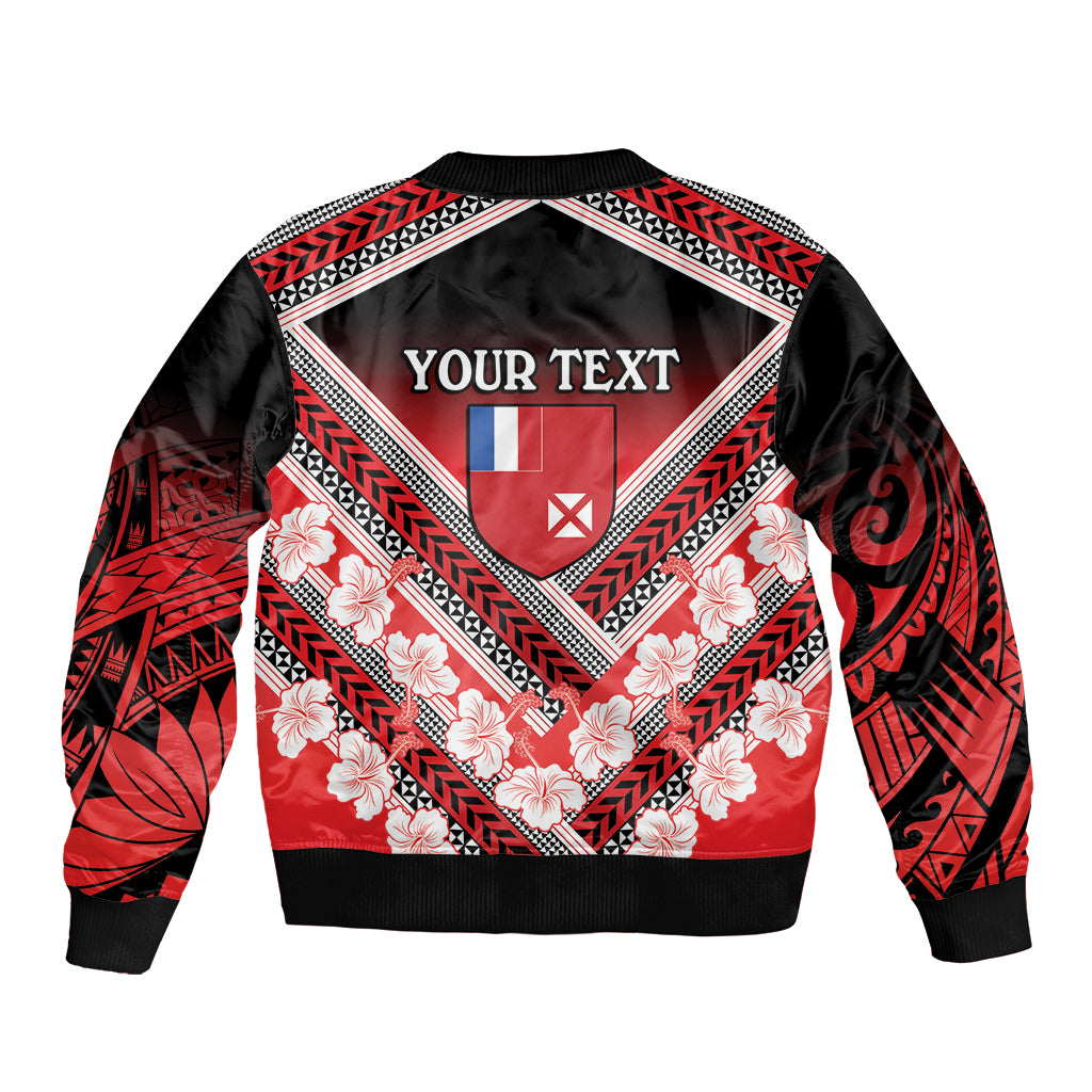 Personalised Wallis et Futuna Bomber Jacket Hibiscus and Polynesian Tribal Tattoos LT9 - Polynesian Pride
