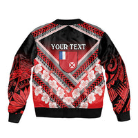 Personalised Wallis et Futuna Bomber Jacket Hibiscus and Polynesian Tribal Tattoos LT9 - Polynesian Pride