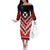 Personalised Wallis et Futuna Off The Shoulder Long Sleeve Dress Hibiscus and Polynesian Tribal Tattoos