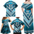 Custom Fiji Rugby Family Matching Off Shoulder Maxi Dress and Hawaiian Shirt Fijian Warrior With Polynesian Tribal Tattoos