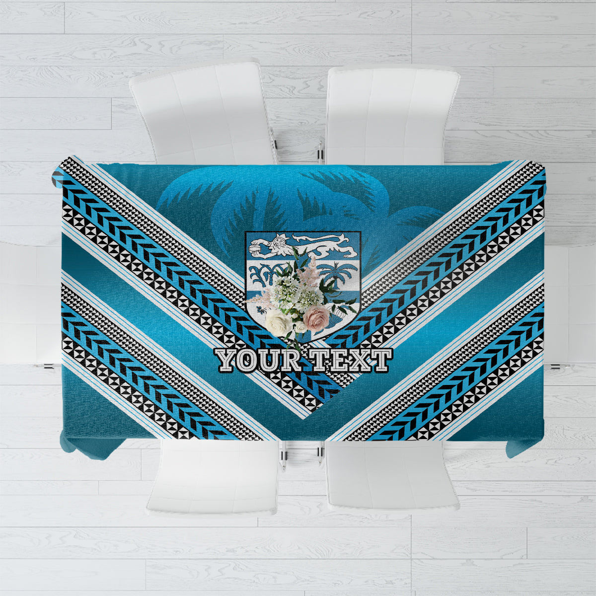 Custom Fiji Rugby Tablecloth Fijian Warrior With Polynesian Tribal Tattoos