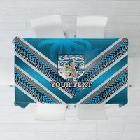 Custom Fiji Rugby Tablecloth Fijian Warrior With Polynesian Tribal Tattoos LT9 Blue - Polynesian Pride