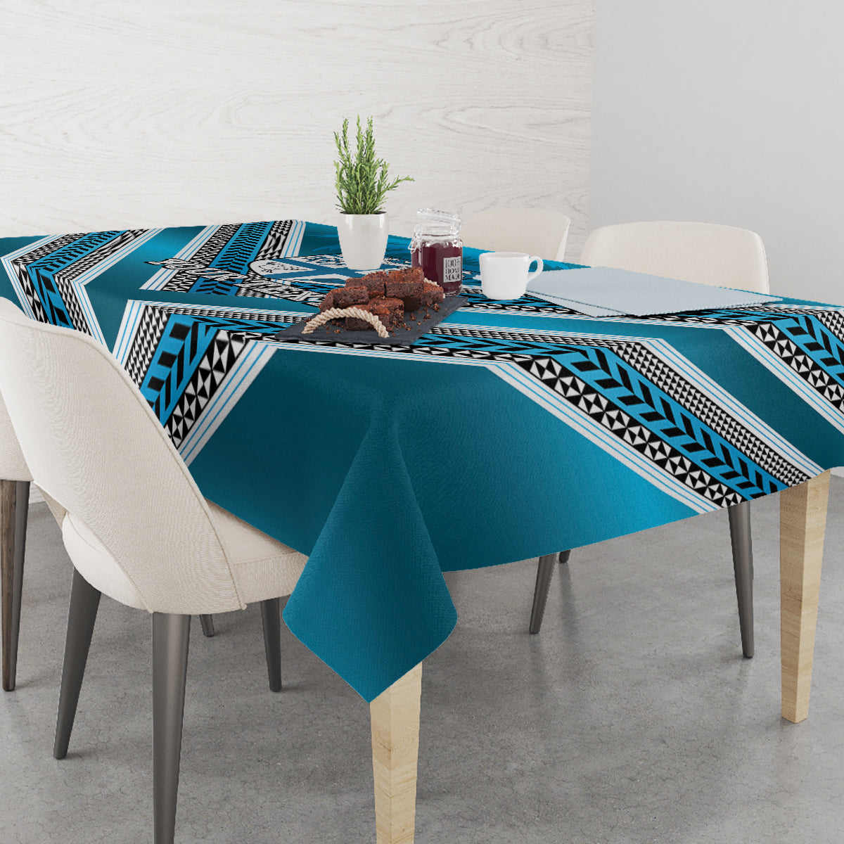 Custom Fiji Rugby Tablecloth Fijian Warrior With Polynesian Tribal Tattoos LT9 - Polynesian Pride