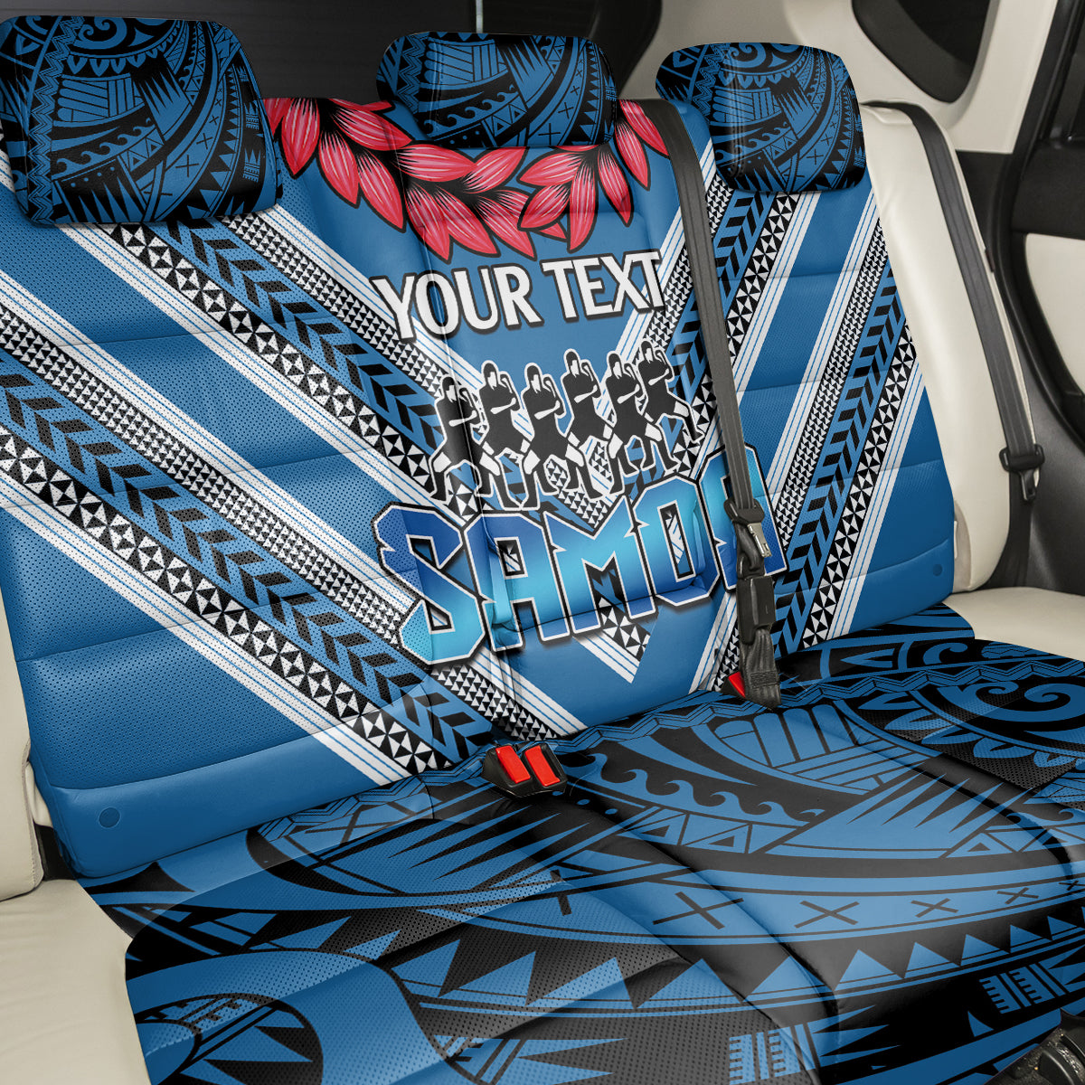 Custom Manuma Samoa Rugby Back Car Seat Cover Ula fala Samoan Siva Tau Tribal LT9 - Polynesian Pride