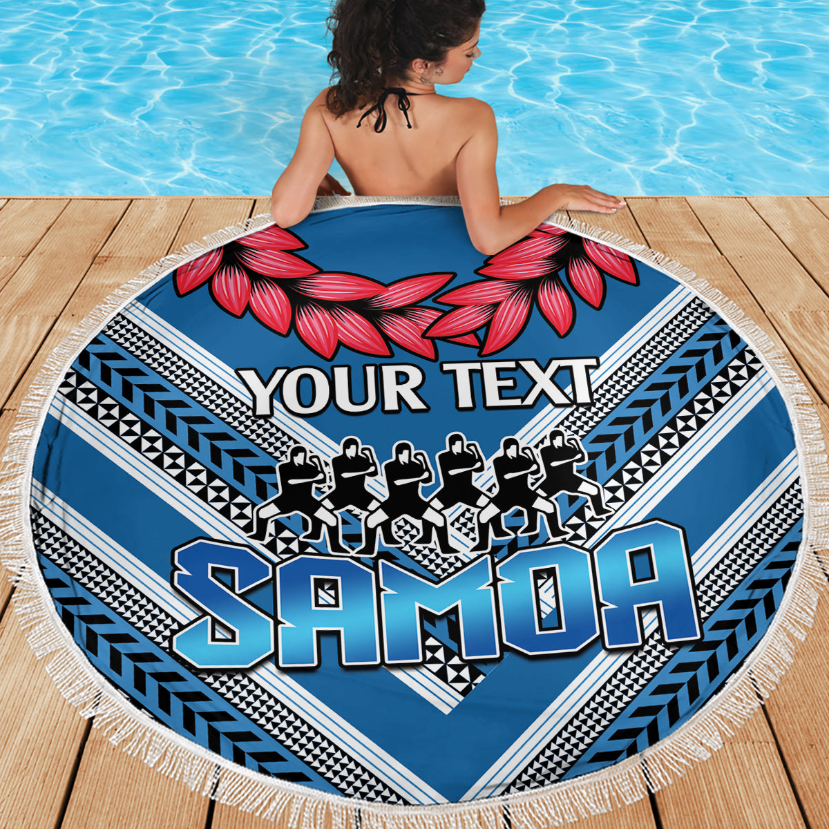 Custom Manuma Samoa Rugby Beach Blanket Ula fala Samoan Siva Tau Tribal LT9 - Polynesian Pride