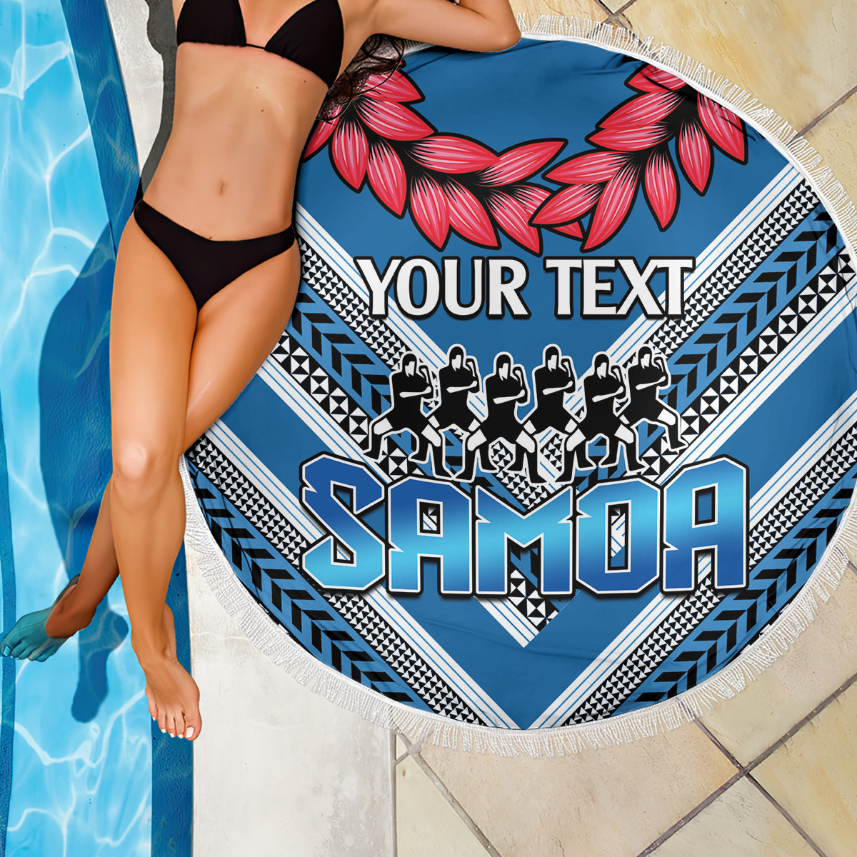 Custom Manuma Samoa Rugby Beach Blanket Ula fala Samoan Siva Tau Tribal LT9 - Polynesian Pride