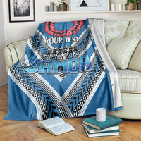 Custom Manuma Samoa Rugby Blanket Ula fala Samoan Siva Tau Tribal LT9 Blue - Polynesian Pride
