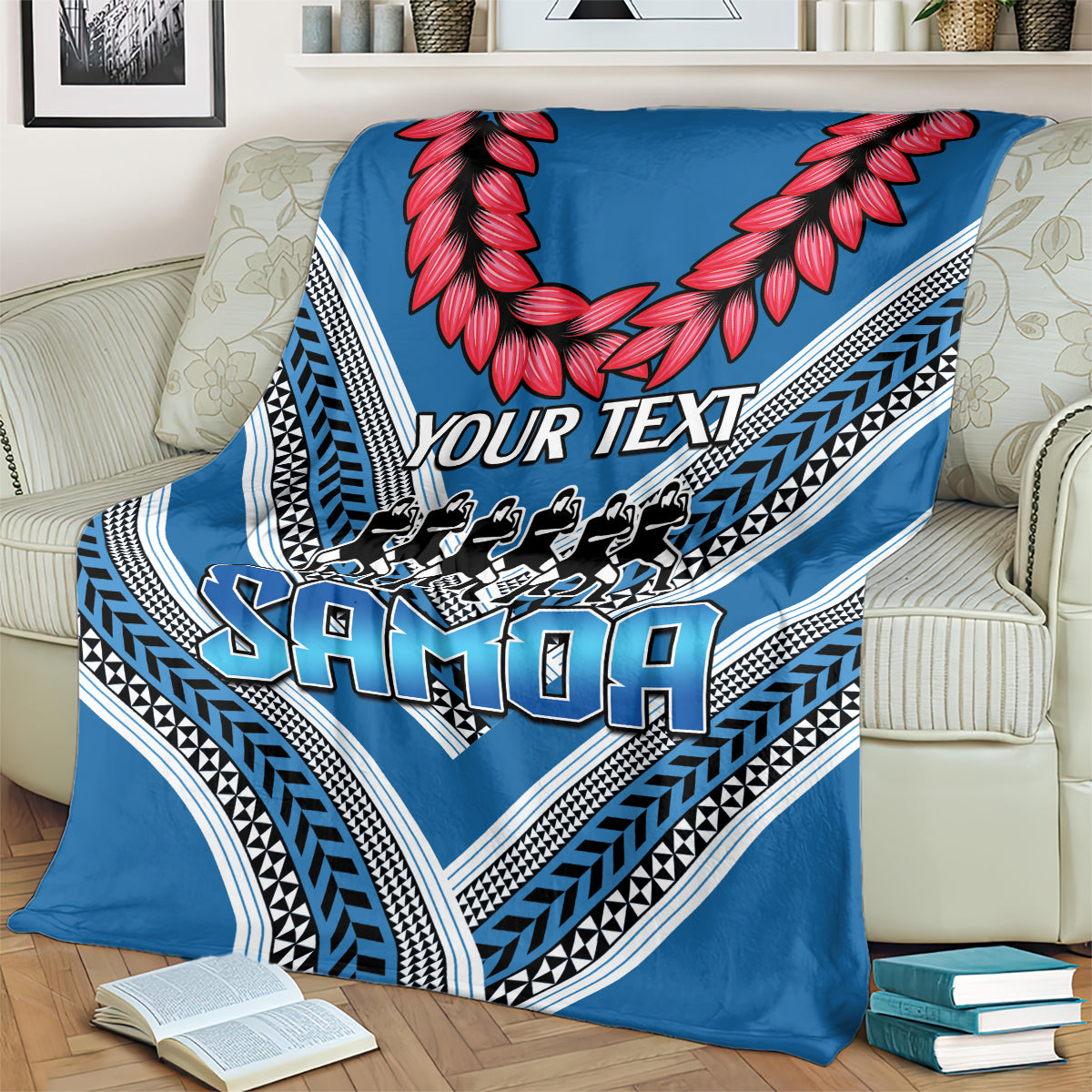 Custom Manuma Samoa Rugby Blanket Ula fala Samoan Siva Tau Tribal LT9 - Polynesian Pride