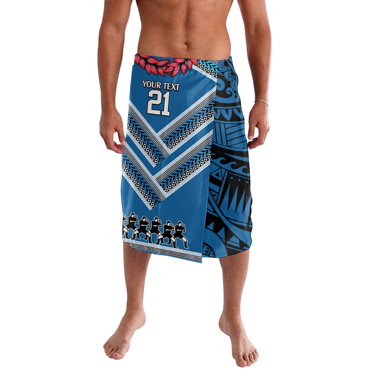 Custom Manuma Samoa Rugby Lavalava Ula fala Samoan Siva Tau Tribal LT9 Blue - Polynesian Pride