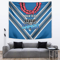 Custom Manuma Samoa Rugby Tapestry Ula fala Samoan Siva Tau Tribal LT9 Blue - Polynesian Pride