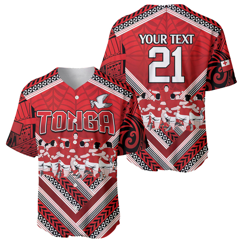 Custom Tonga Rugby Baseball Jersey Tonga Sipi Tau Ngatu Tribal Pattern LT9 - Polynesian Pride