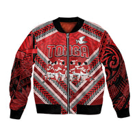 Custom Tonga Rugby Bomber Jacket Tonga Sipi Tau Ngatu Tribal Pattern LT9 Unisex Red - Polynesian Pride