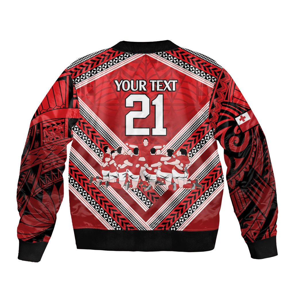 Custom Tonga Rugby Bomber Jacket Tonga Sipi Tau Ngatu Tribal Pattern LT9 - Polynesian Pride