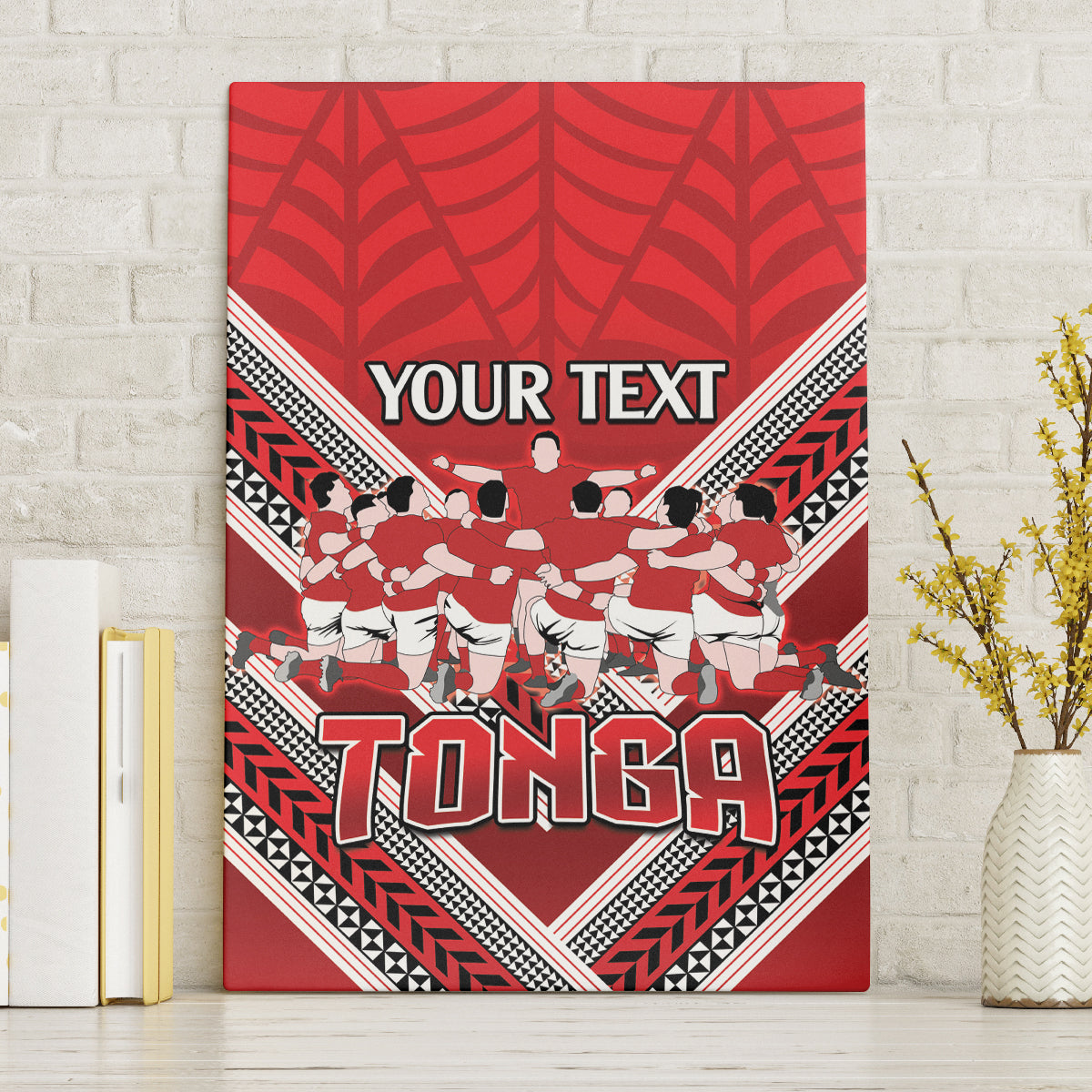 Custom Tonga Rugby Canvas Wall Art Tonga Sipi Tau Ngatu Tribal Pattern LT9 Without Frame Red - Polynesian Pride