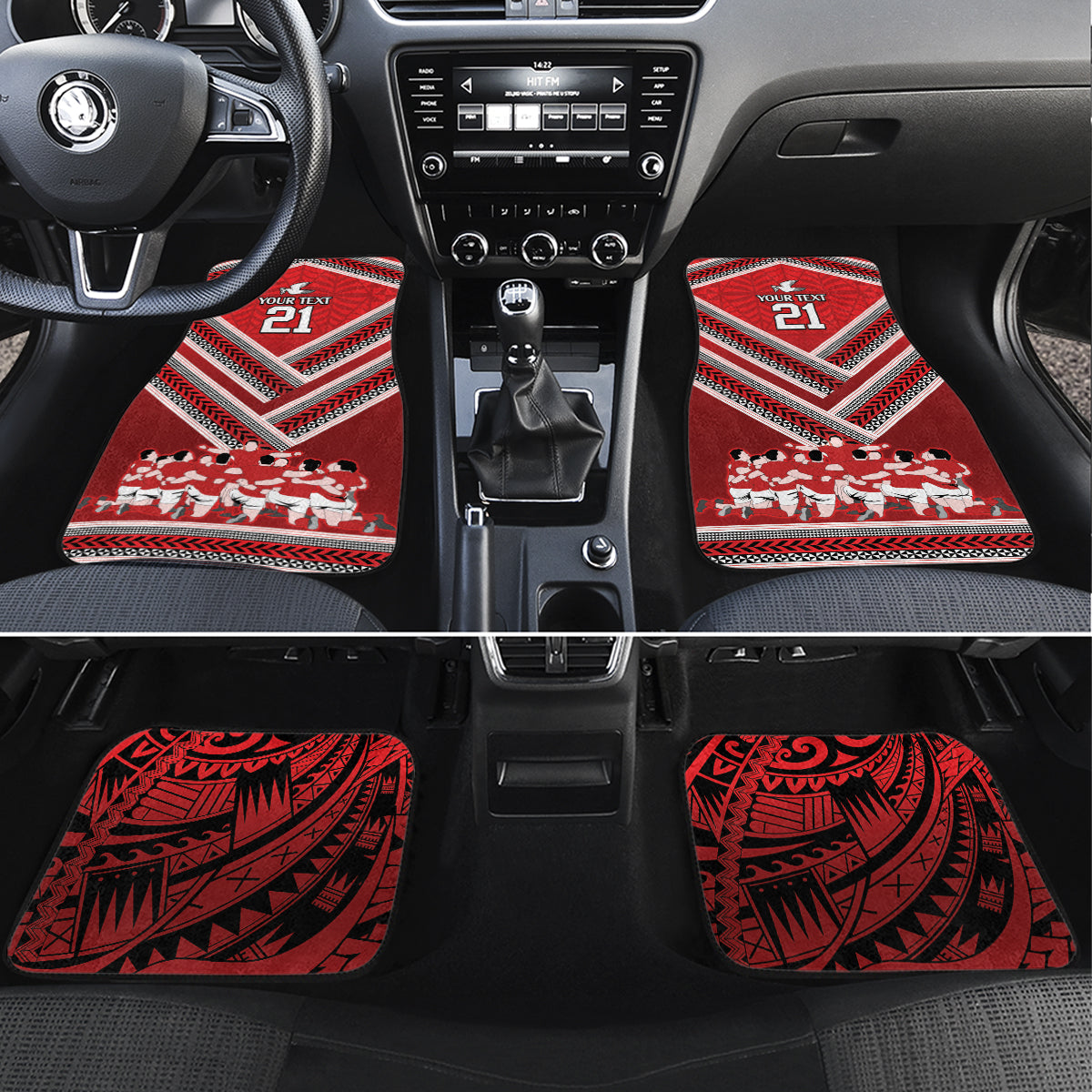 Custom Tonga Rugby Car Mats Tonga Sipi Tau Ngatu Tribal Pattern LT9 Set 4pcs Red - Polynesian Pride