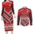 Custom Tonga Rugby Couples Matching Long Sleeve Bodycon Dress and Long Sleeve Button Shirt Tonga Sipi Tau Ngatu Tribal Pattern