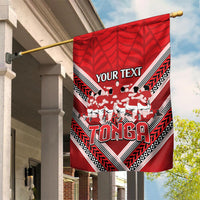 Custom Tonga Rugby Garden Flag Tonga Sipi Tau Ngatu Tribal Pattern LT9 House Flag Red - Polynesian Pride