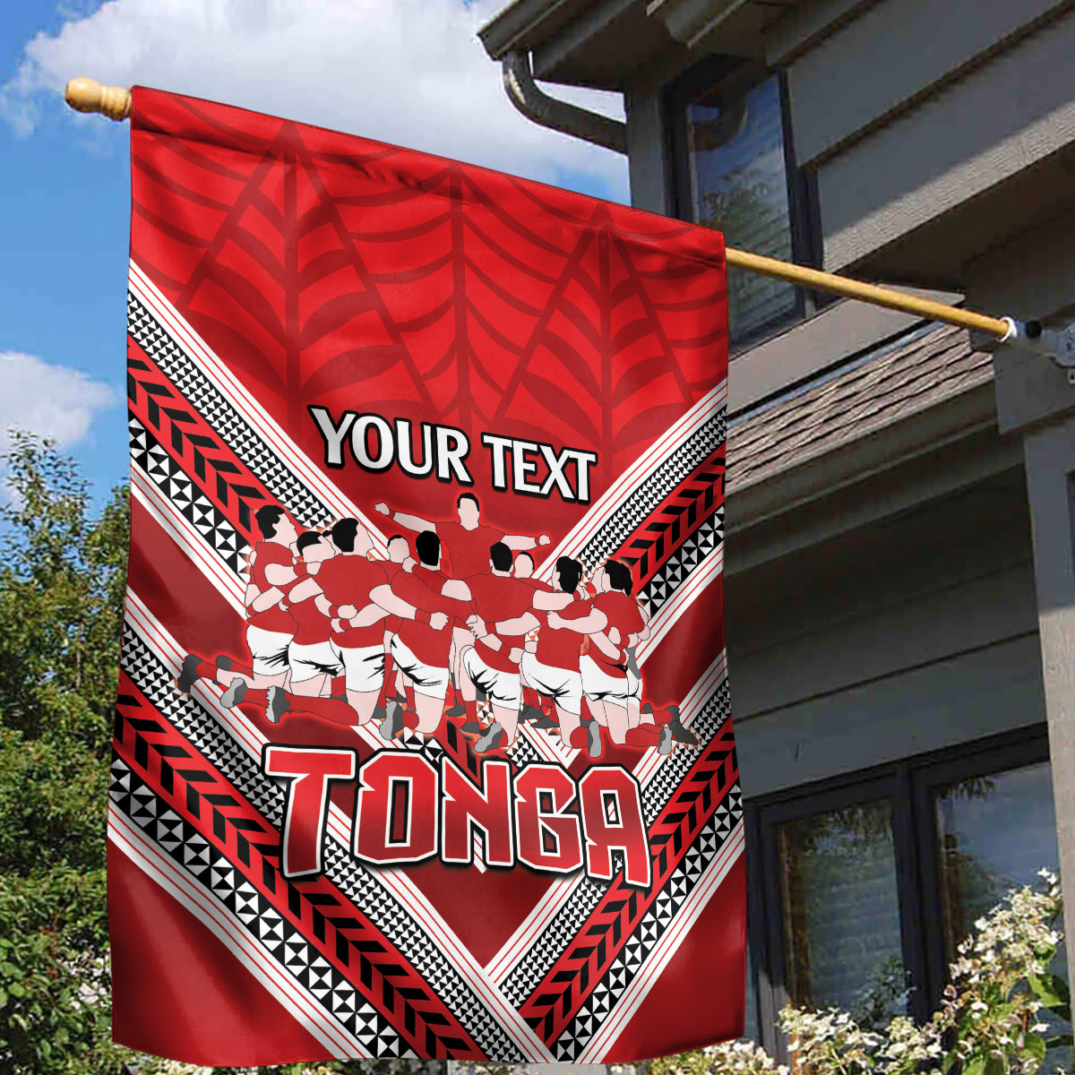 Custom Tonga Rugby Garden Flag Tonga Sipi Tau Ngatu Tribal Pattern LT9 - Polynesian Pride
