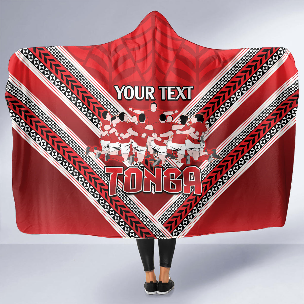 Custom Tonga Rugby Hooded Blanket Tonga Sipi Tau Ngatu Tribal Pattern LT9 - Polynesian Pride