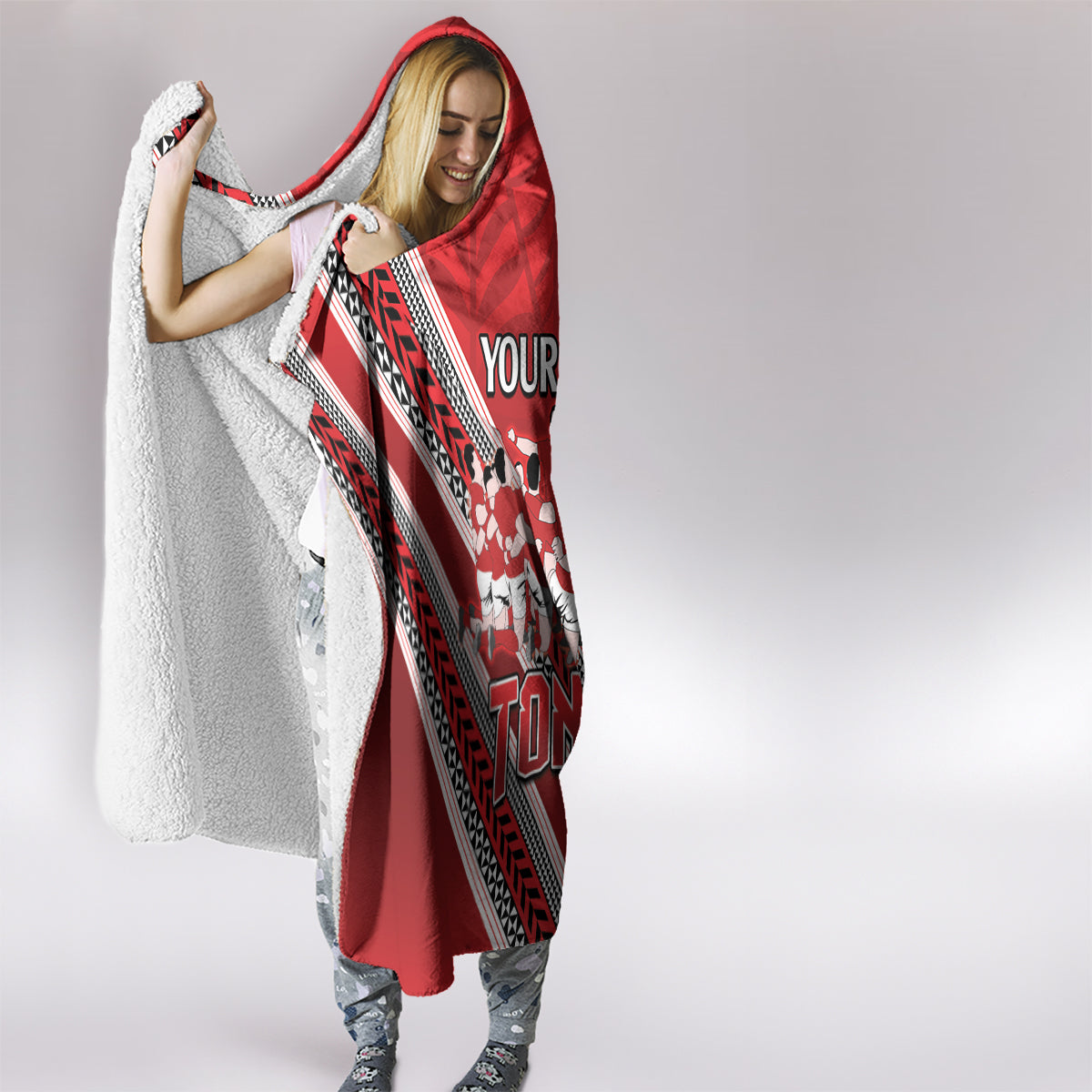 Custom Tonga Rugby Hooded Blanket Tonga Sipi Tau Ngatu Tribal Pattern LT9 - Polynesian Pride