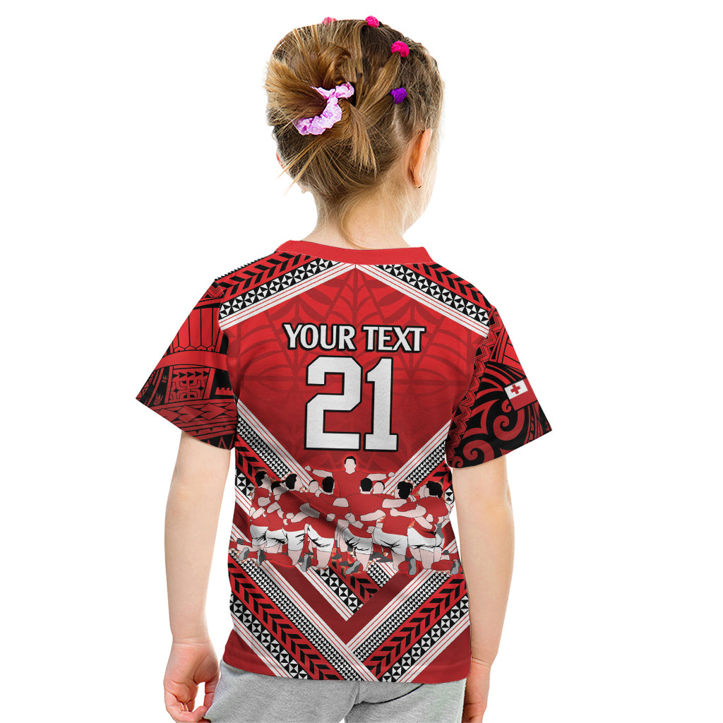 Custom Tonga Rugby Kid T Shirt Tonga Sipi Tau Ngatu Tribal Pattern LT9 - Polynesian Pride