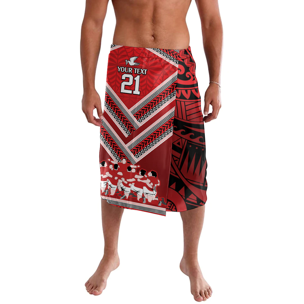 Custom Tonga Rugby Lavalava Tonga Sipi Tau Ngatu Tribal Pattern LT9 Red - Polynesian Pride