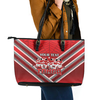 Custom Tonga Rugby Leather Tote Bag Tonga Sipi Tau Ngatu Tribal Pattern LT9 - Polynesian Pride
