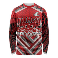 Custom Tonga Rugby Long Sleeve Shirt Tonga Sipi Tau Ngatu Tribal Pattern LT9 Unisex Red - Polynesian Pride