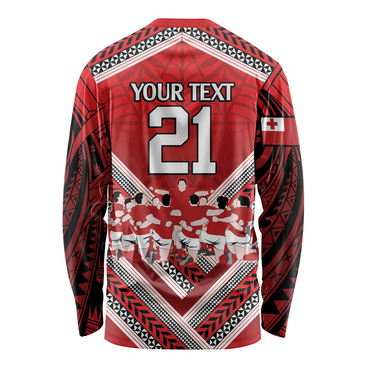Custom Tonga Rugby Long Sleeve Shirt Tonga Sipi Tau Ngatu Tribal Pattern LT9 - Polynesian Pride