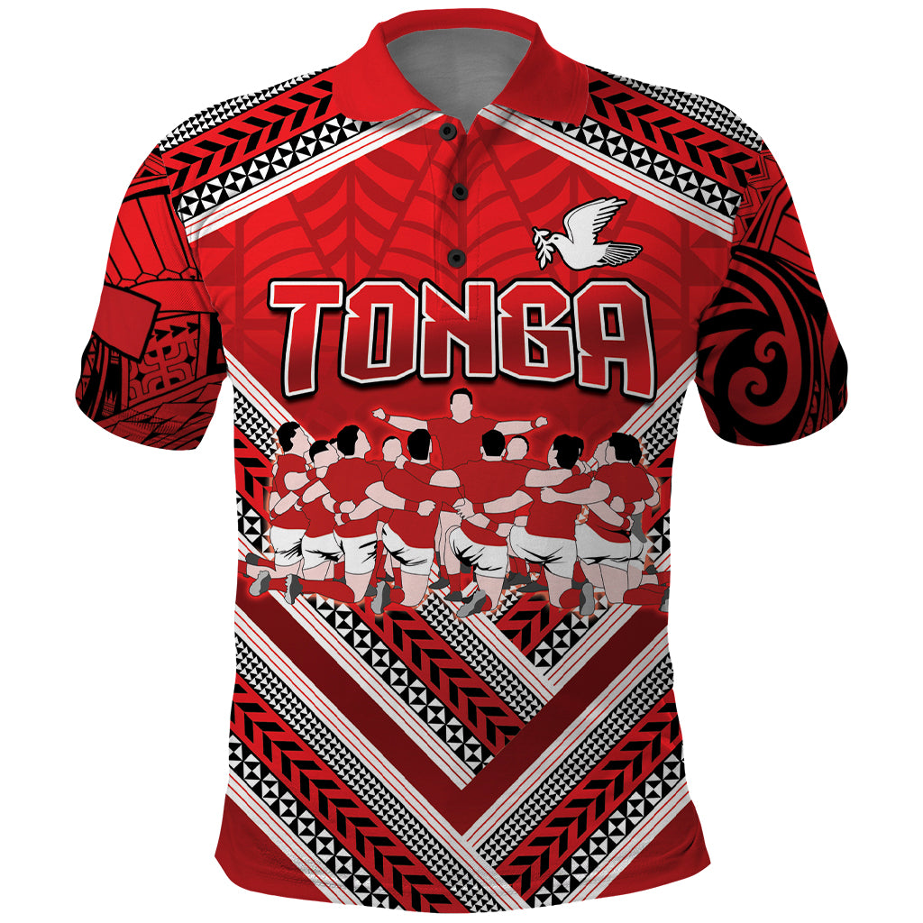 Custom Tonga Rugby Polo Shirt Tonga Sipi Tau Ngatu Tribal Pattern LT9 Red - Polynesian Pride