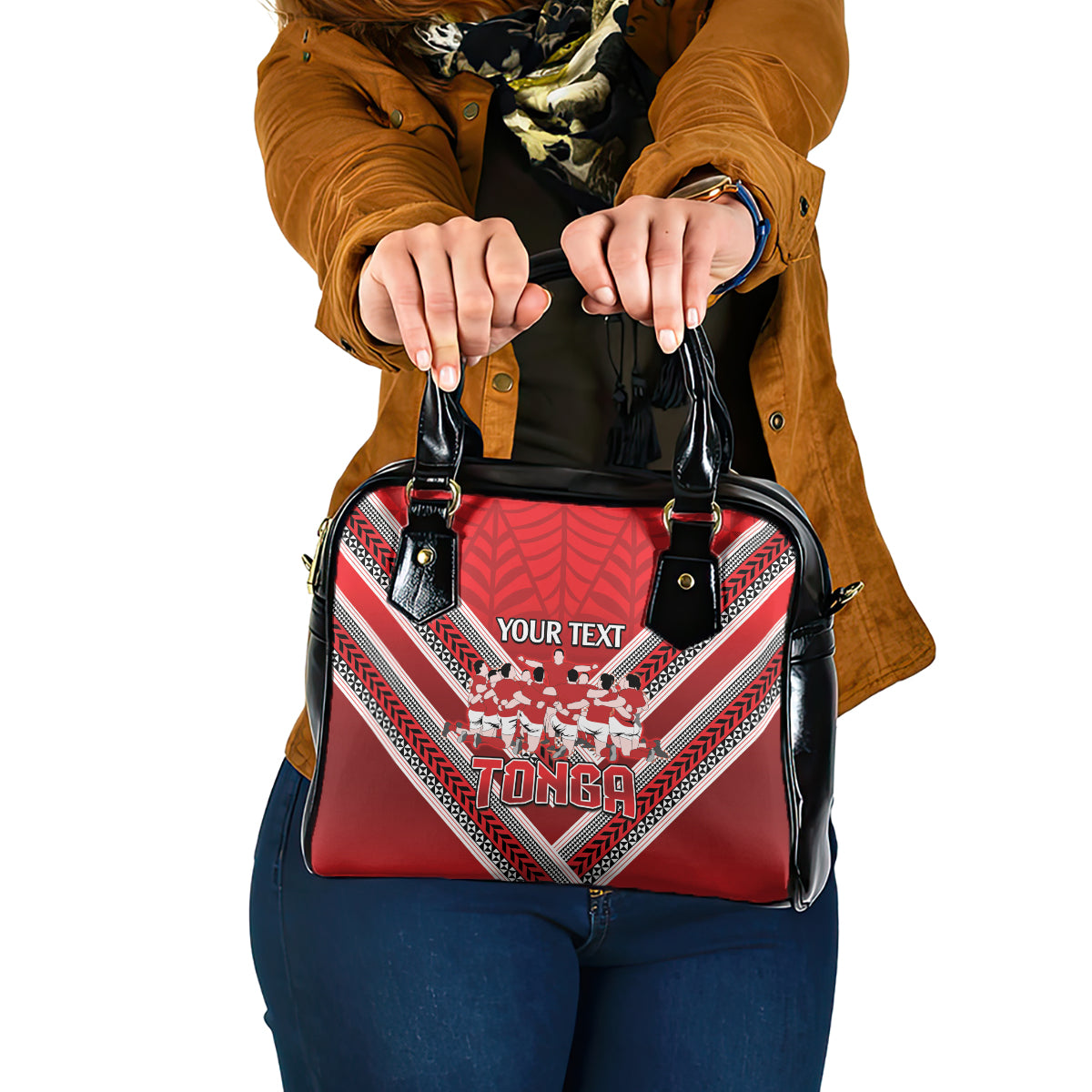Custom Tonga Rugby Shoulder Handbag Tonga Sipi Tau Ngatu Tribal Pattern LT9 One Size Red - Polynesian Pride