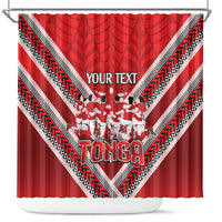 Custom Tonga Rugby Shower Curtain Tonga Sipi Tau Ngatu Tribal Pattern LT9 Red - Polynesian Pride