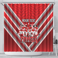 Custom Tonga Rugby Shower Curtain Tonga Sipi Tau Ngatu Tribal Pattern LT9 - Polynesian Pride