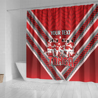 Custom Tonga Rugby Shower Curtain Tonga Sipi Tau Ngatu Tribal Pattern LT9 - Polynesian Pride