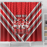 Custom Tonga Rugby Shower Curtain Tonga Sipi Tau Ngatu Tribal Pattern LT9 - Polynesian Pride