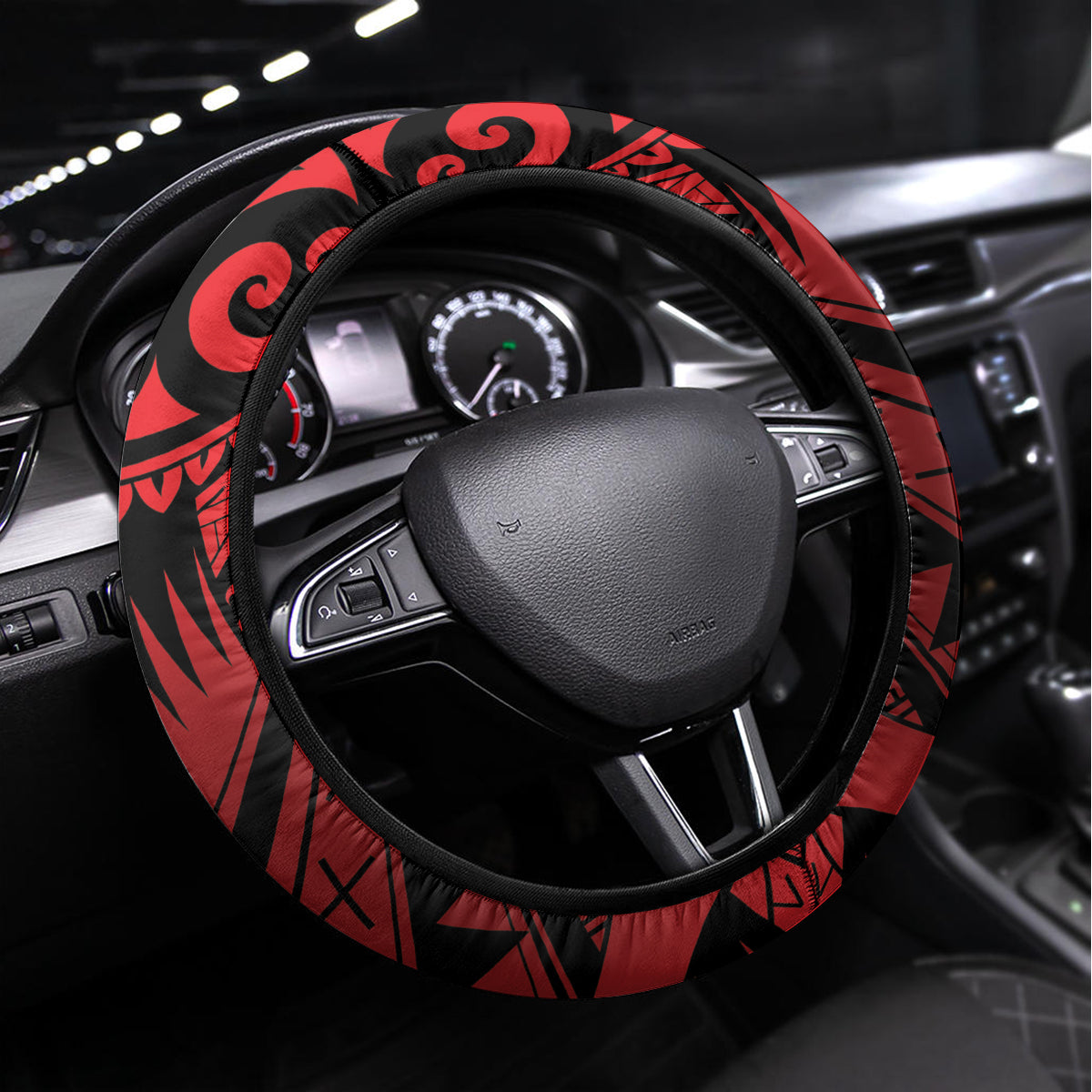 Custom Tonga Rugby Steering Wheel Cover Tonga Sipi Tau Ngatu Tribal Pattern LT9 Universal Fit Red - Polynesian Pride