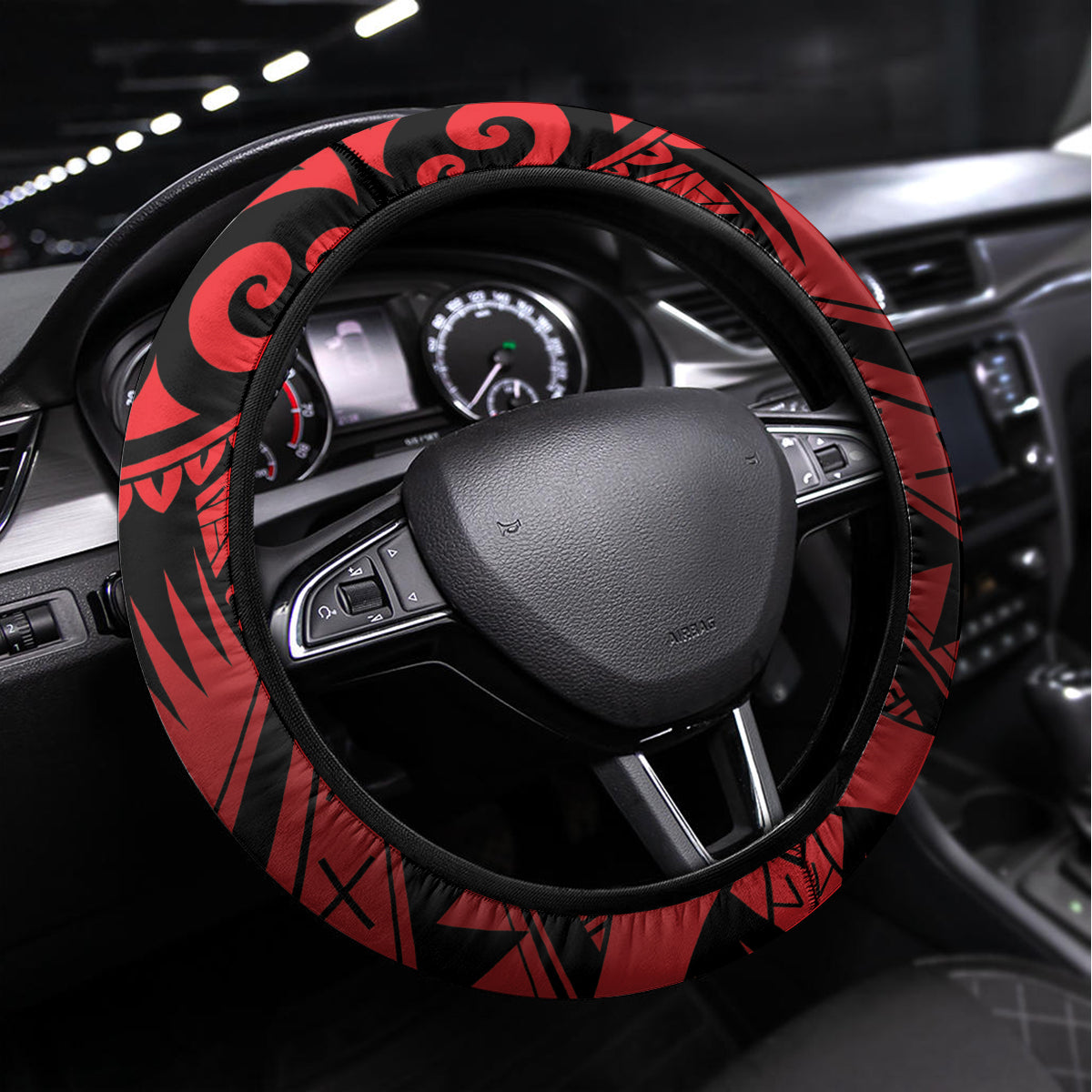 Custom Tonga Rugby Steering Wheel Cover Tonga Sipi Tau Ngatu Tribal Pattern