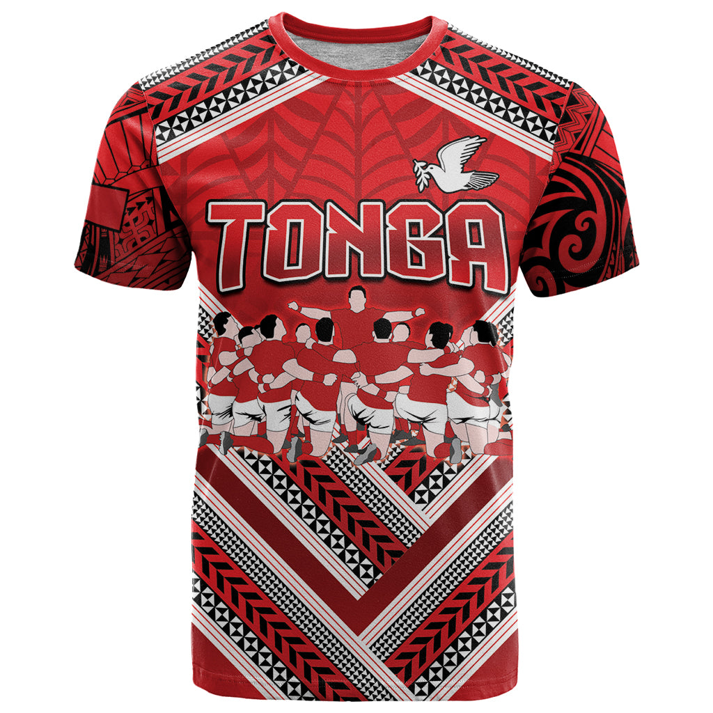 Custom Tonga Rugby T Shirt Tonga Sipi Tau Ngatu Tribal Pattern LT9 Red - Polynesian Pride