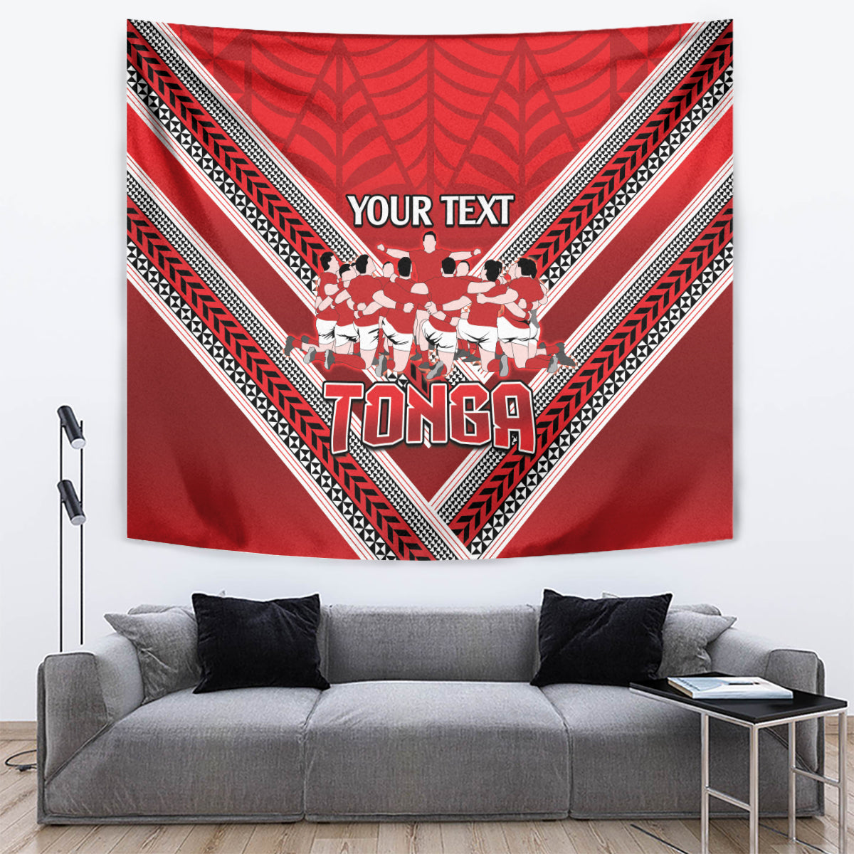 Custom Tonga Rugby Tapestry Tonga Sipi Tau Ngatu Tribal Pattern LT9 Red - Polynesian Pride