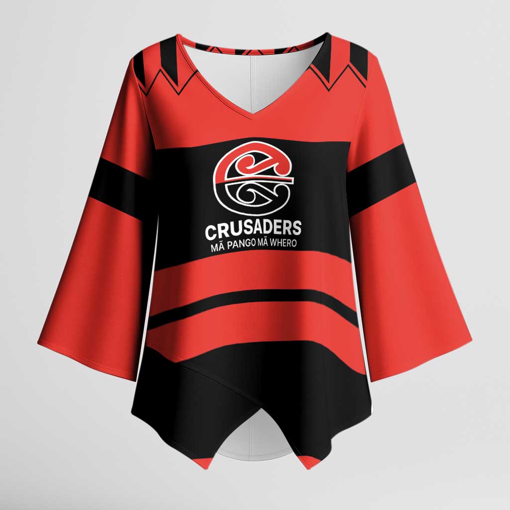 New Zealand Rugby Pacific Custom Kimono Sleeve Blouse Whatumoana Classic Retro 2025 LT9 Female Red - Polynesian Pride