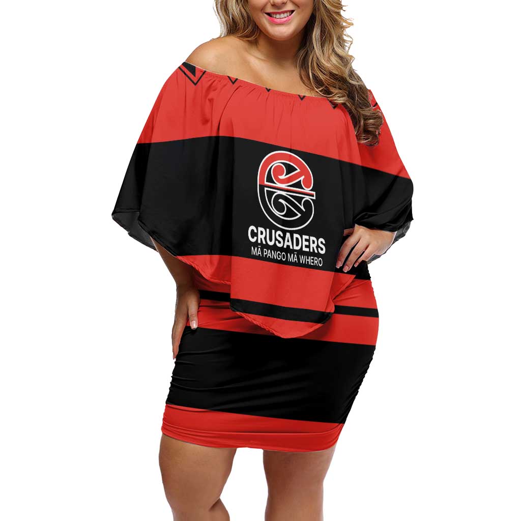 New Zealand Rugby Pacific Custom Off Shoulder Short Dress Whatumoana Classic Retro 2025 LT9 Women Red - Polynesian Pride