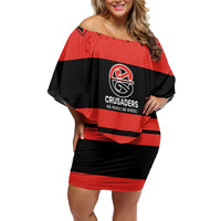New Zealand Rugby Pacific Custom Off Shoulder Short Dress Whatumoana Classic Retro 2025 LT9 Women Red - Polynesian Pride