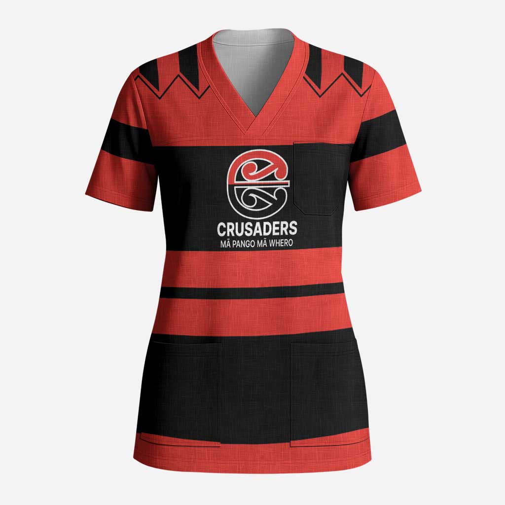 New Zealand Rugby Pacific Custom Scrub Top Whatumoana Classic Retro 2025 LT9 Adult Red - Polynesian Pride