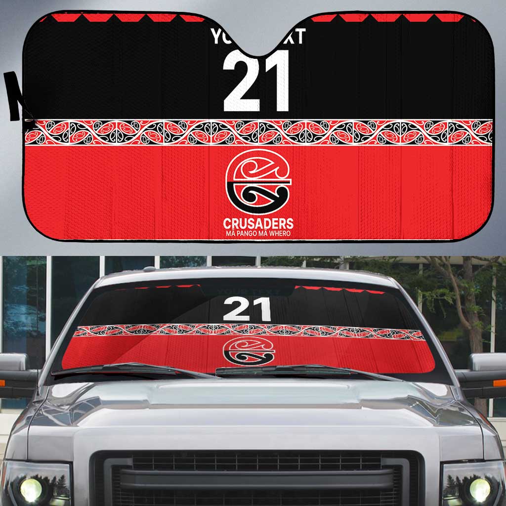 New Zealand Rugby Pacific Custom Auto Sun Shade Whatumoana Maori Kowhaiwhai Pattern LT9 Blue - Polynesian Pride