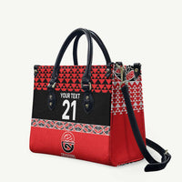 New Zealand Rugby Pacific Custom Leather Bag Whatumoana Maori Kowhaiwhai Pattern LT9 Blue - Polynesian Pride